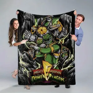Power Rangers-themed printed flannel blanket, soft and comfortable, suitable for all seasons, perfect for the sofa, bedroom, office, an ideal gift.