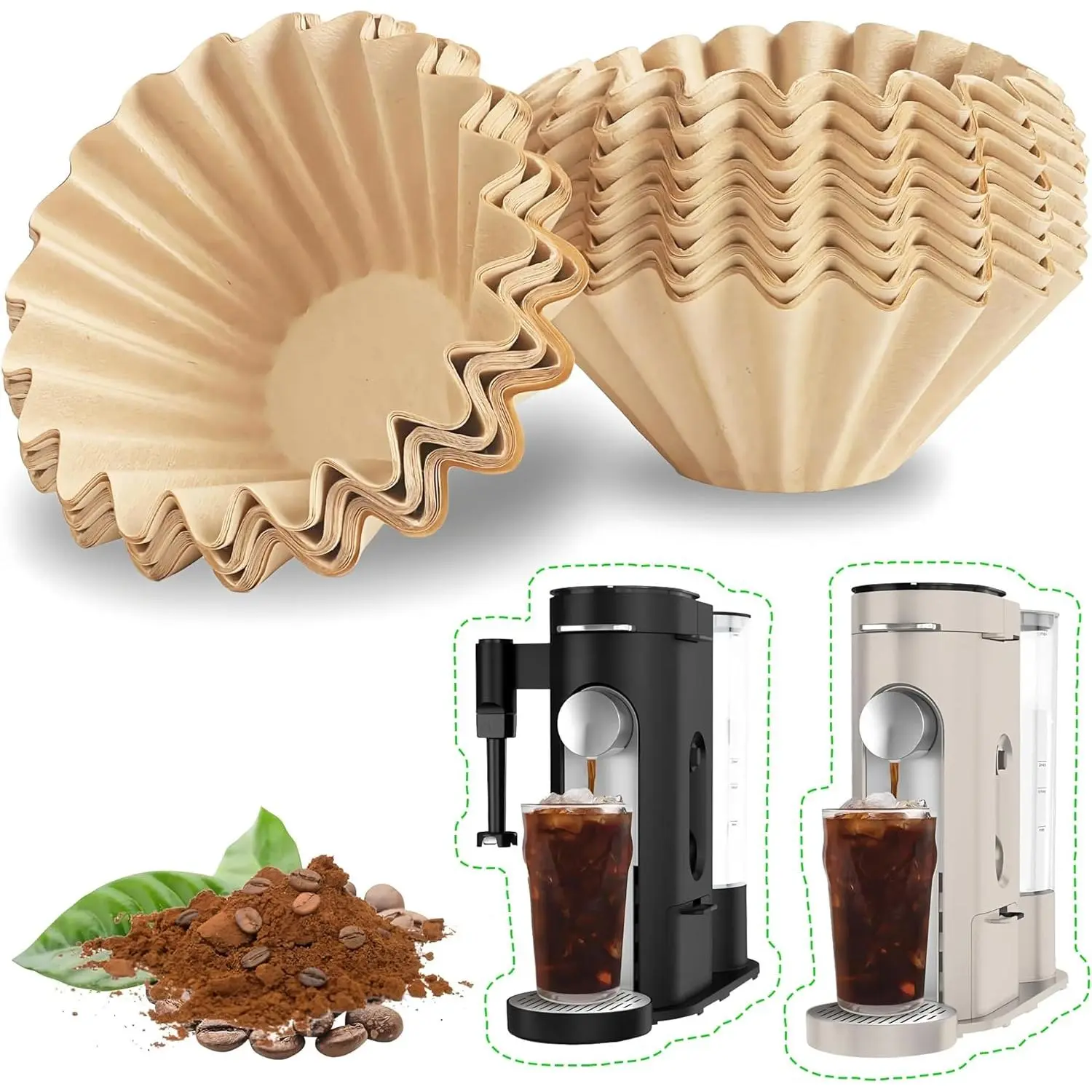Disposable Coffee Filters for Ninja PB051 PB041 Pods and Grounds Single Serve Coffee Maker, 100 count Coffee Paper Filter for Ninja Coffee Maker, Unbleached