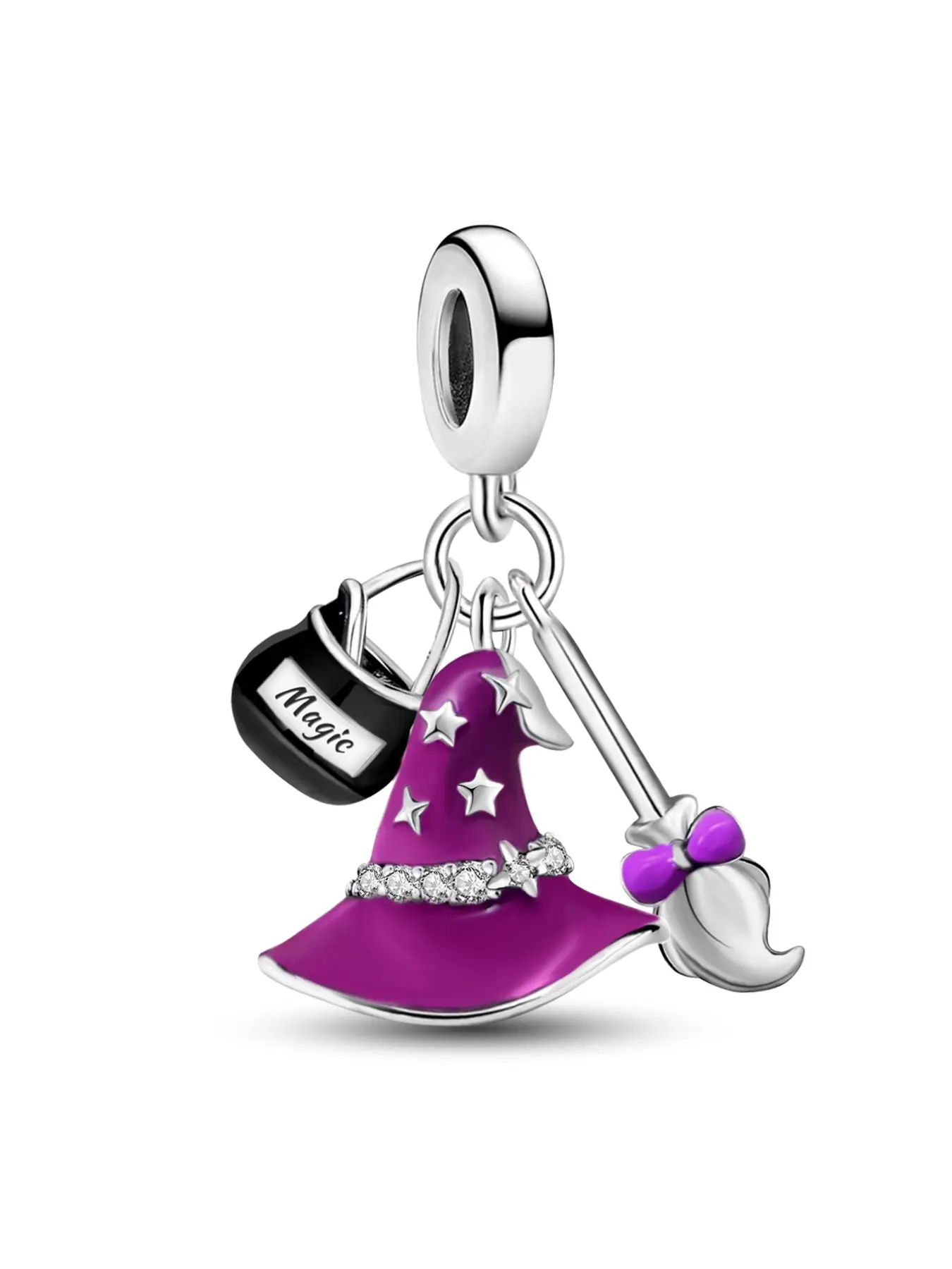 1Pc New Design Witch Hat Broom Charm Beaded Charm DIY Jewelry Making Kit for Bracelet Creative Craft Material Holiday Gift Exquisite Trendy Pendant Women Birthday Gift Daily Wear Accessories