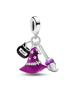 1Pc New Design Witch Hat Broom Charm Beaded Charm DIY Jewelry Making Kit for Bracelet Creative Craft Material Holiday Gift Exquisite Trendy Pendant Women Birthday Gift Daily Wear Accessories