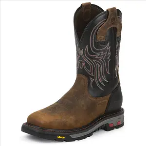 WK2104 Justin Men's Reddish Waxy Milled Steel Toe Commander-X-5 Western Work Boots