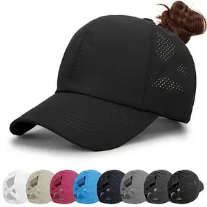 Women's Adjustable Criss Cross Baseball Cap - High Messy Bun Ponytail Hat, Quick Dry for Outdoor Running & Sports, Stylish & Functional Headwear