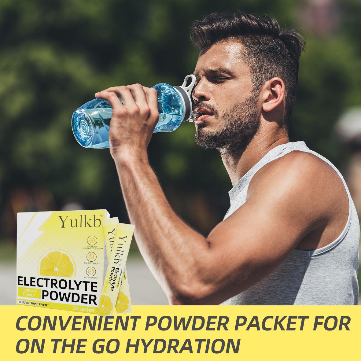 YULKB Electrolyte Powder—Apple, Strawberry, and Lemon Flavors—Sugar-Free Hydration Supplement, Rich in Magnesium, Potassium, and Sodium—Suitable for Ketogenic Diets, Vegans, and Fasting Periods; Zero-Calorie Electrolyte Drink