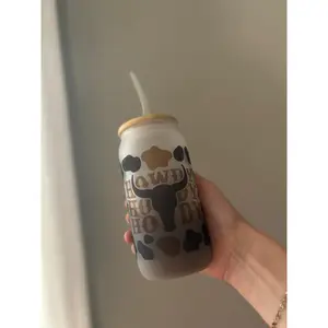 16 Oz Frosted Longhorn Glass Cup