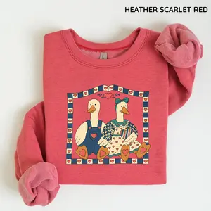Silly Goose Valentine Sweatshirt, Cute Funny Goose Graphic Crewneck, Coquette Love Cozy Shirt for Women, Valentine’s Day Outfit