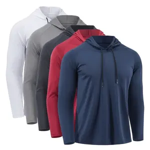5 Pack Men's Hooded Shirts, Long Sleeve Performance Mesh Fitness Sport Tops, Quick-Dry & Lightweight for Gym Workouts, Fitness Sport Top, Athletic Clothes Sets