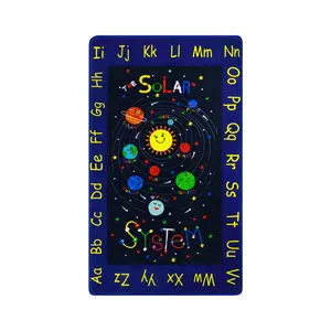 Galaxy Area Rug Outer Space Themed Rug Ultra Soft Low Pile ABC Alphabet Educational Toddler Carpet Washable Non Slip Solar System Play Mat for Classroom Bedroom Playroom Nursery
