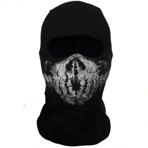 Black Full Face Skull Motorcycle Mask | Surprise Cosplay Mask for Halloween & Riders