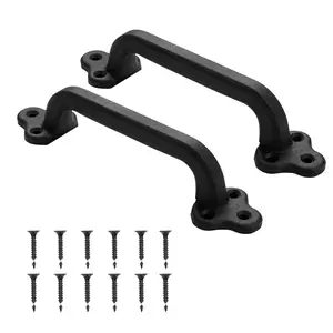 2Pcs Barn Door Handles 9 In Rustic Heavy Duty Carbon Steel Garden Gate Pulls with Smooth Sliding Operation, Anti-Rust Finish, Durable Construction, Easy DIY Installation for Interior Doors, Barn, Shop, and Farm Applications