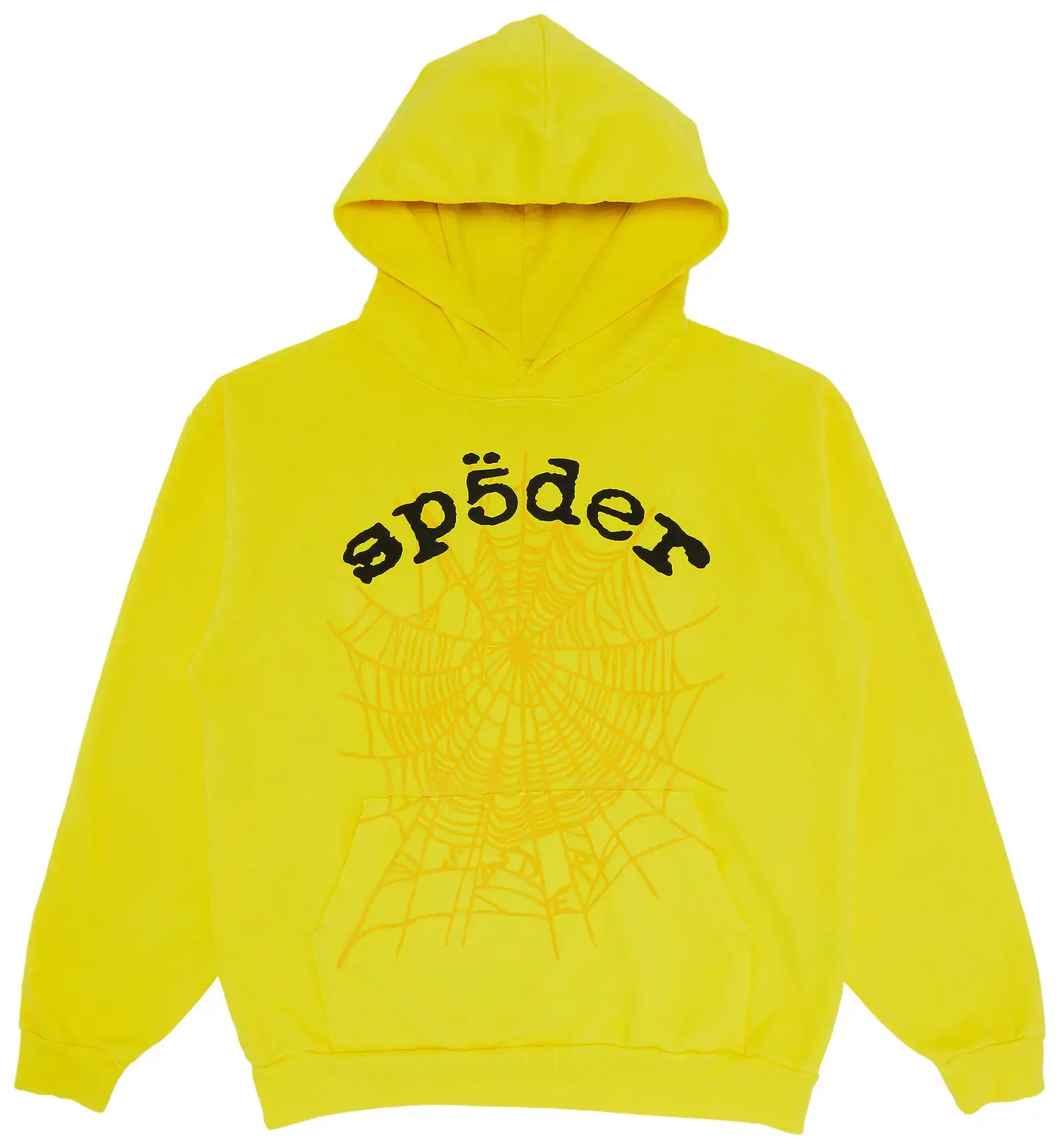 Sp5der Legacy Hoodie - Yellow, Men's Menswear Pullover Tops, Casual Long Sleeve Hoodie Sweatshirt