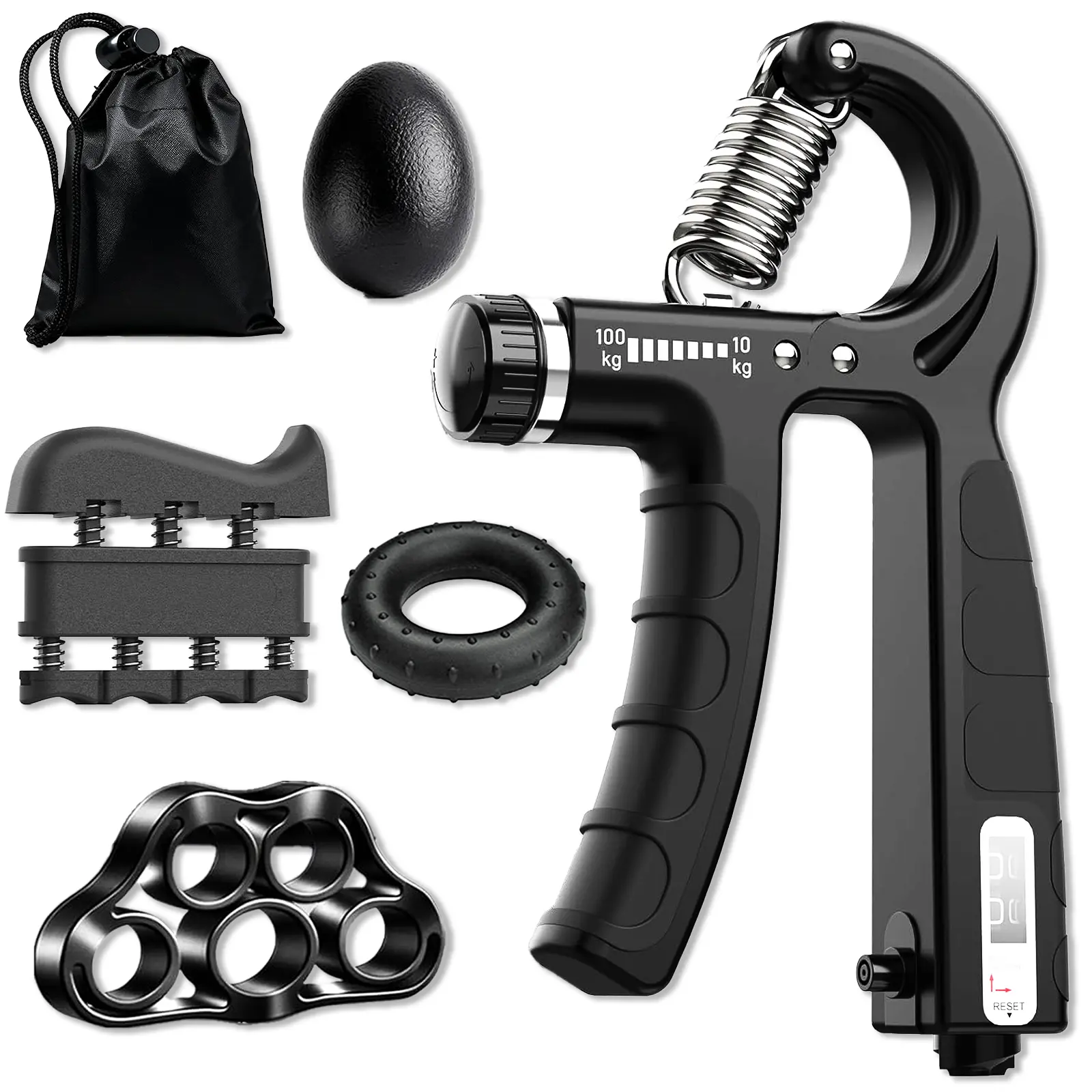 5-in-1 Professional Multi-Function Grip Training Kit - Adjustable Athlete-Grade Hand Grips, Finger Exerciser, Stress Ball, Workout Training Equipment for Forearm Building, Strength Enhancement, Gift for Boyfriends