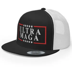RIVEMUG RC Ultra MAGA Embroidered Flat Bill Trucker Hat High Crown Adjustable Make America Great Again Trump Cap trump trucker