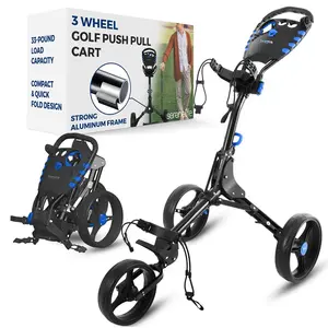 Golf Push Cart - Lightweight, Foldable, Aluminum Frame, White
