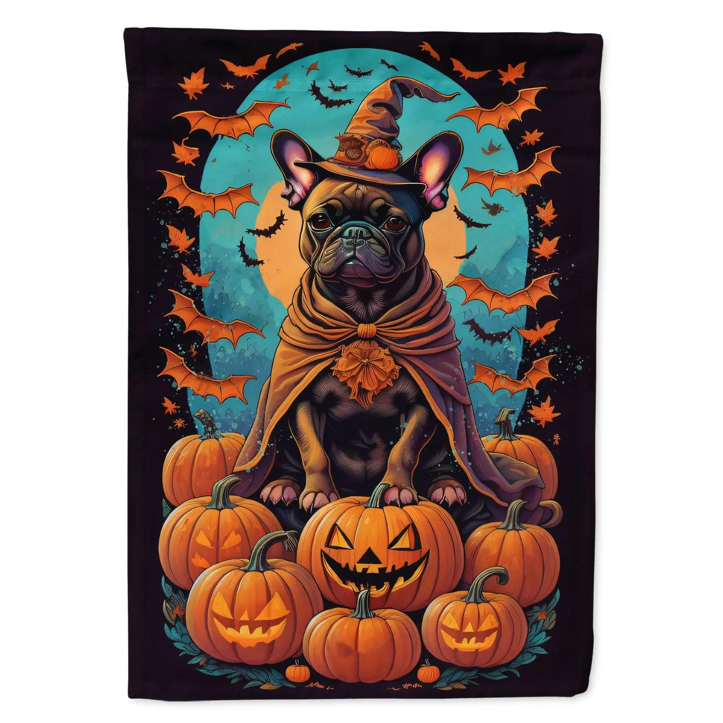 French Bulldog Witchy Halloween Garden Flag Mailbox Decorative Yard Banner Outside Patio Artwork for Flower Beds, Garden Size, Multicolor