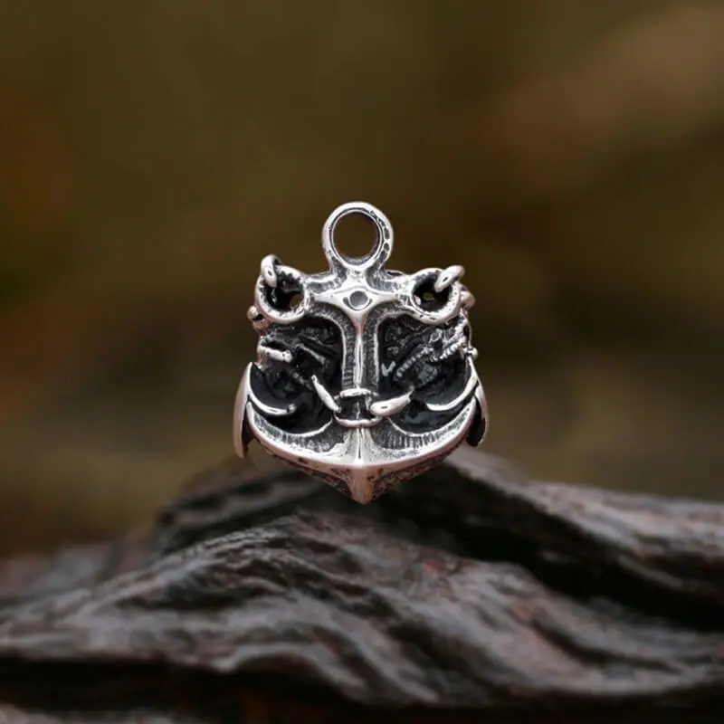 GTHIC Retro Stainless Steel Maritime Anchor Motif Ring with Vintage Chain Design, Nautical Style Casual Jewelry, Birthday Gift for Adult Men Jewelry Enthusiasts