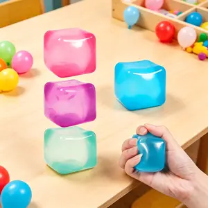 Soft Jelly Ice Cube Squishy Toy - Slow Rising Transparent Stress Relief Squeeze Fidget