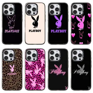 Leopard Pink Playboy phone Cases For iPhone 17 16 15 14 13 12 Promax Pro Plus, hard shell protection ,best Gift