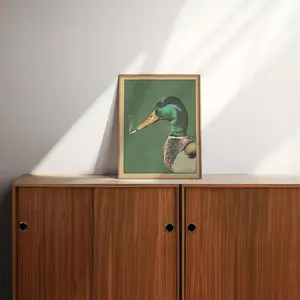 [Sale off up to 50%]-[FREE-SHIP] Mallard Smoking a Cigarette Vintage Poster Art Funny Duck Retro Whimsical Print Cabin Wall Decor Outdoor Sports Hunter Illustration