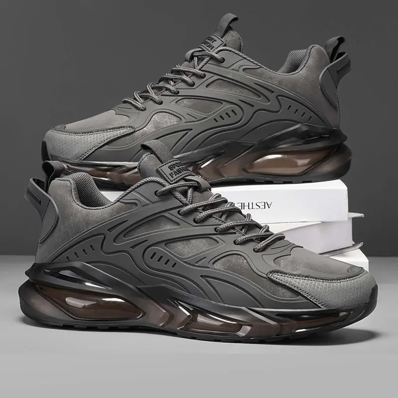 Men's Casual Sporty Lace-Up Shoes, Fashionable Outdoor Athletic Trendy Walking Sneaker Sports Sneakers, New Versatile Low Top Men's Shoes for All Seasons, Solid Color Sneakers, Stylish Sneakers, Footwear Fashion Athletic