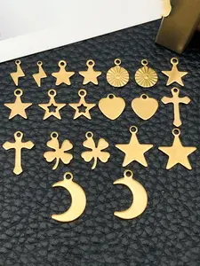 20pcs Stainless Steel Charms, Heart Star Moon Cross Pendants for DIY Jewelry, Necklace Craft Supplies, Mini Pendant Findings, DIY Jewelry Accessories, DIY With Charms