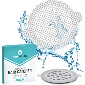 25 Pack Disposable Shower Drain Hair Catcher Mesh Stickers - Peel & Stick Drain Strainers to Prevent Clogs, Strong Waterproof Adhesive, Mess-Free Disposable Drain Covers for Shower & Bathtub