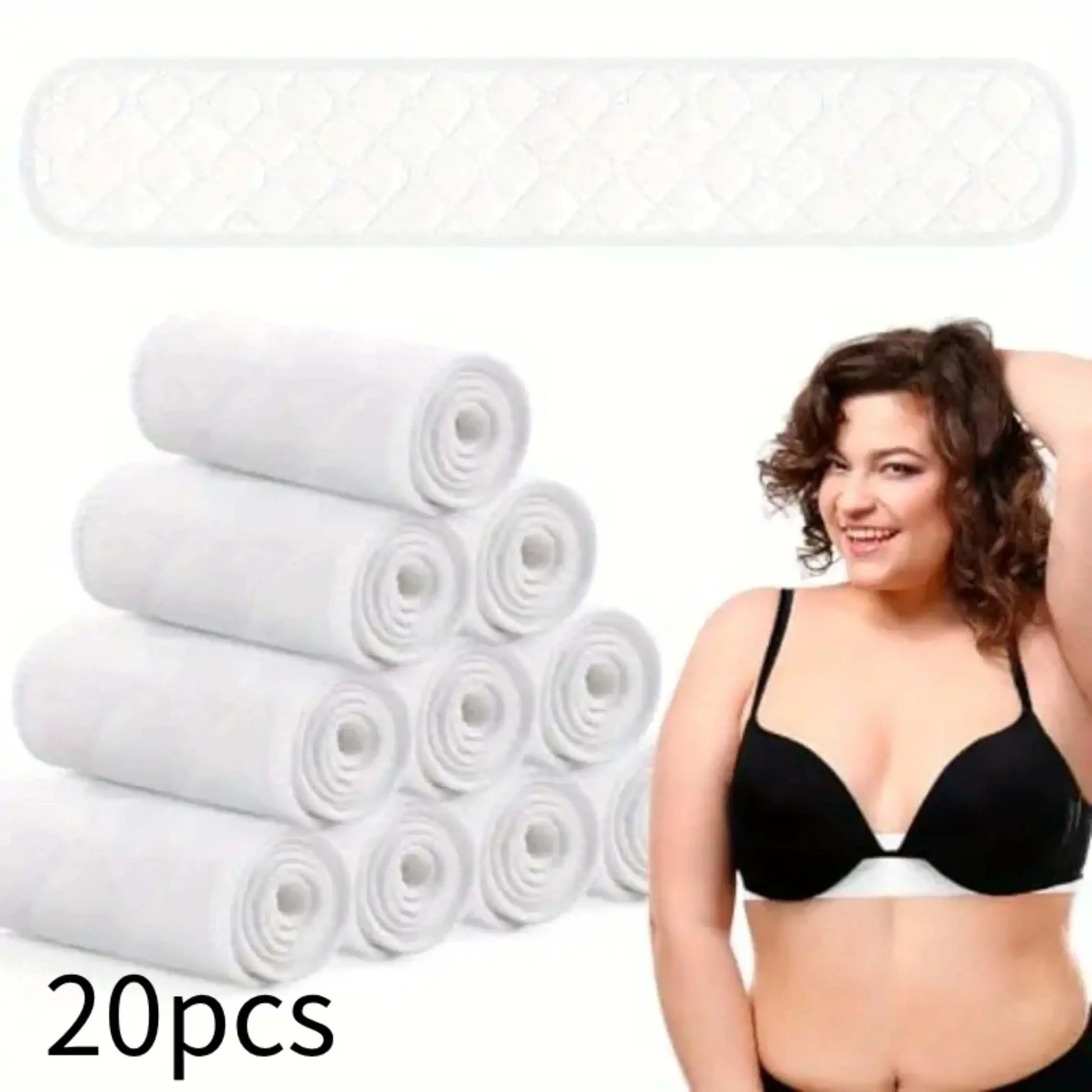 20PCS Women's Sweat-Absorbing Bra Pads, Washable Rectangle Breast Liners – Non-Slip Ergonomic Design for Yoga, Sports & Hot Weather