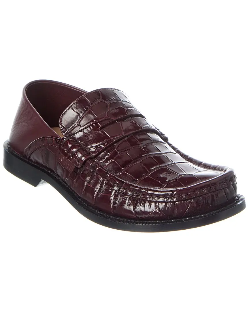 Loewe Campo Croc-Embossed Leather Loafer