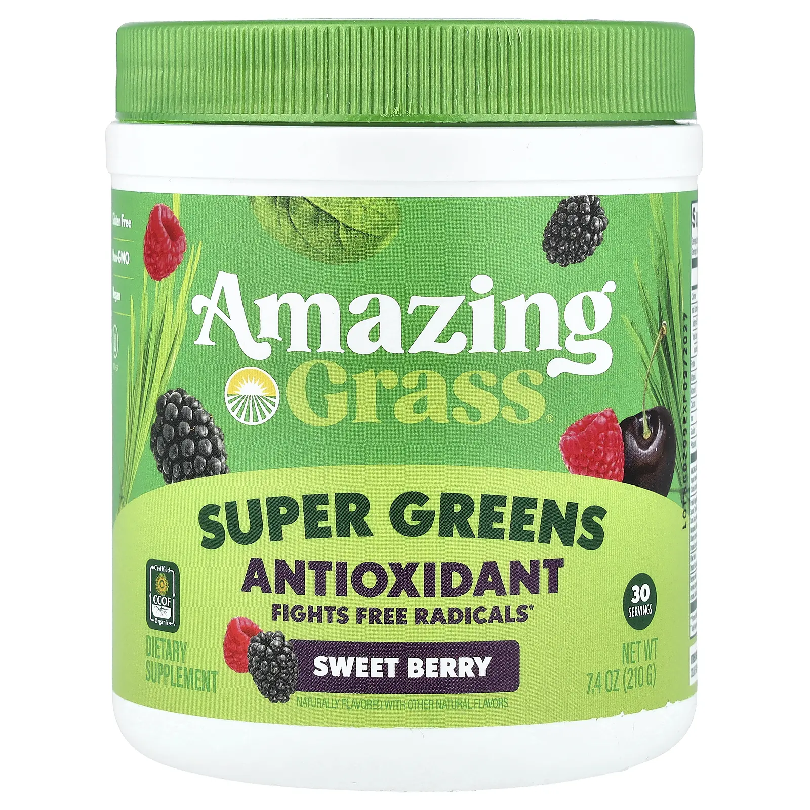 Amazing Grass Super Greens Antioxidant, Sweet Berry, 7.4 oz (210 g)