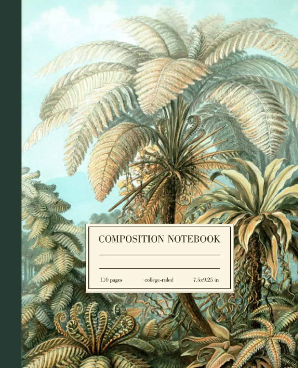 Composition Notebook College Ruled: Palm Trees Vintage Botanical Illustration | Green Aesthetic Tropical Journal For Girls, Teens, Women | Wide Lined