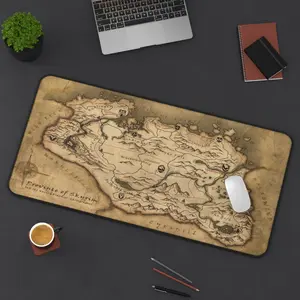 Skyrim Map Mouse Pad, Keyboard Mat, Elder Scrolls Gaming Playmat, Dragonborn Game Desk Mat For Computer Accessories, Gift For Gamer