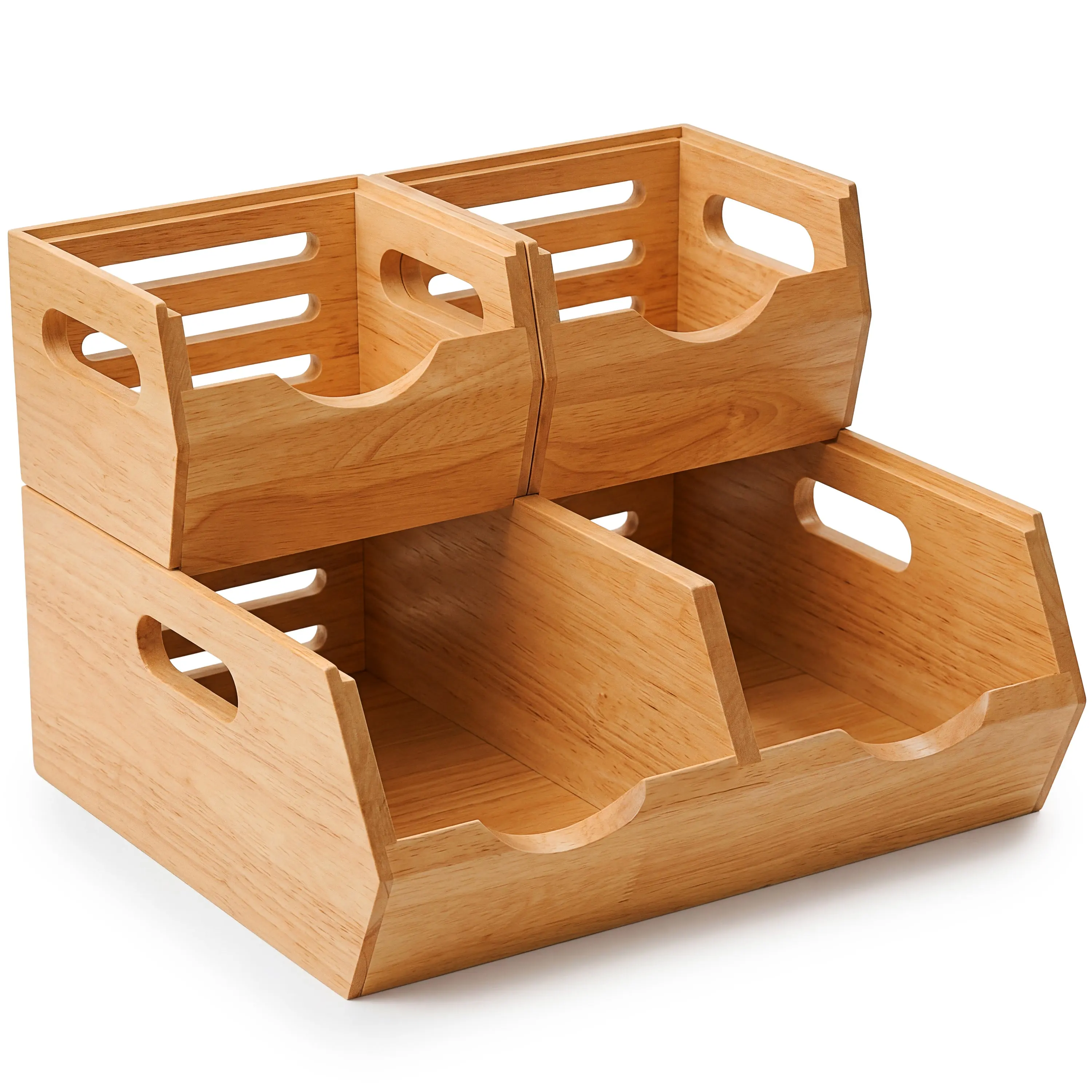 HOMESTEAD Stackable Solid Wood Storage Bins for Pantry & Countertop