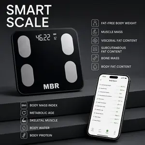 Smart Scale with BMI & BMR Calculations Digital Body Fat Monitor Weight Scale Measures Up to 27 Body Parameters Supports Mobile App