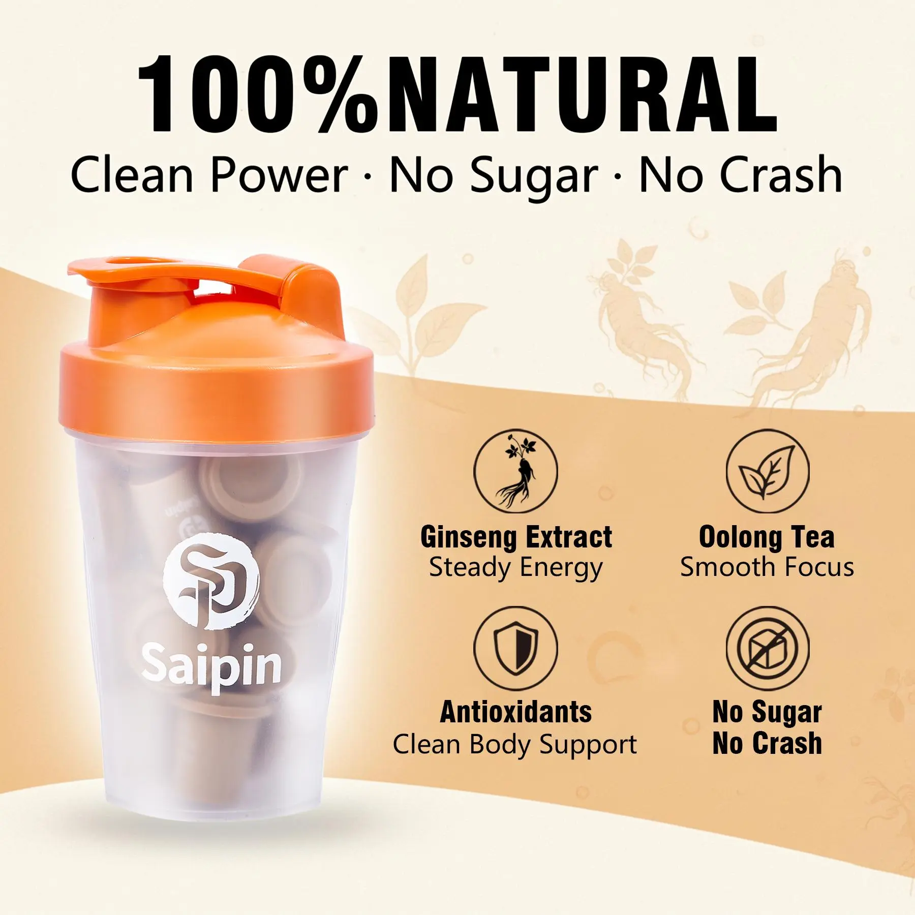 SAIPIN Men's 14-Day Plan Freeze-Dried Ginseng Tea Sugar-Free Caffeine-Free Daily Balance Endurance Immune Wellness 3.6X Absorption One Cup A Day Replace Coffee Energy Tea Beverage Flavor