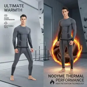 Men's Thermal Underwear Long Johns Base Layer - Warm Fleece Lined Cold Weather Underwear for Winter Skiing Hiking Outdoor Activities Comfortable Stretch Fit Moisture Wicking Thermal Wear