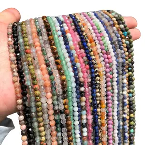 3MM Natural Faceted Crystal Gemstone Beads 39CM Length for DIY Jewelry Making Bracelet Necklace 15.5inch Semi-Precious Jasper Beads Handmade Gift Adjustable Beaded Design Beaded Tassel Charms