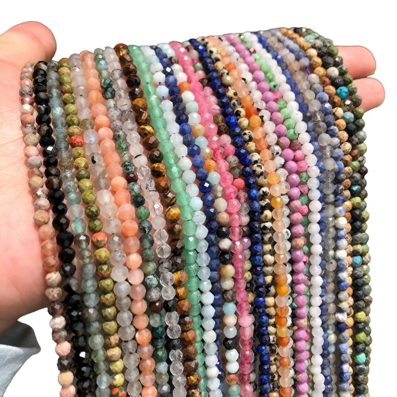 thumbnail image 2 of Natural 2x4mm Multicolor Gemstone Rondelle Bead Stretchy Bracelet – 7.5 Inch, AAA, Handmade 2 of 6