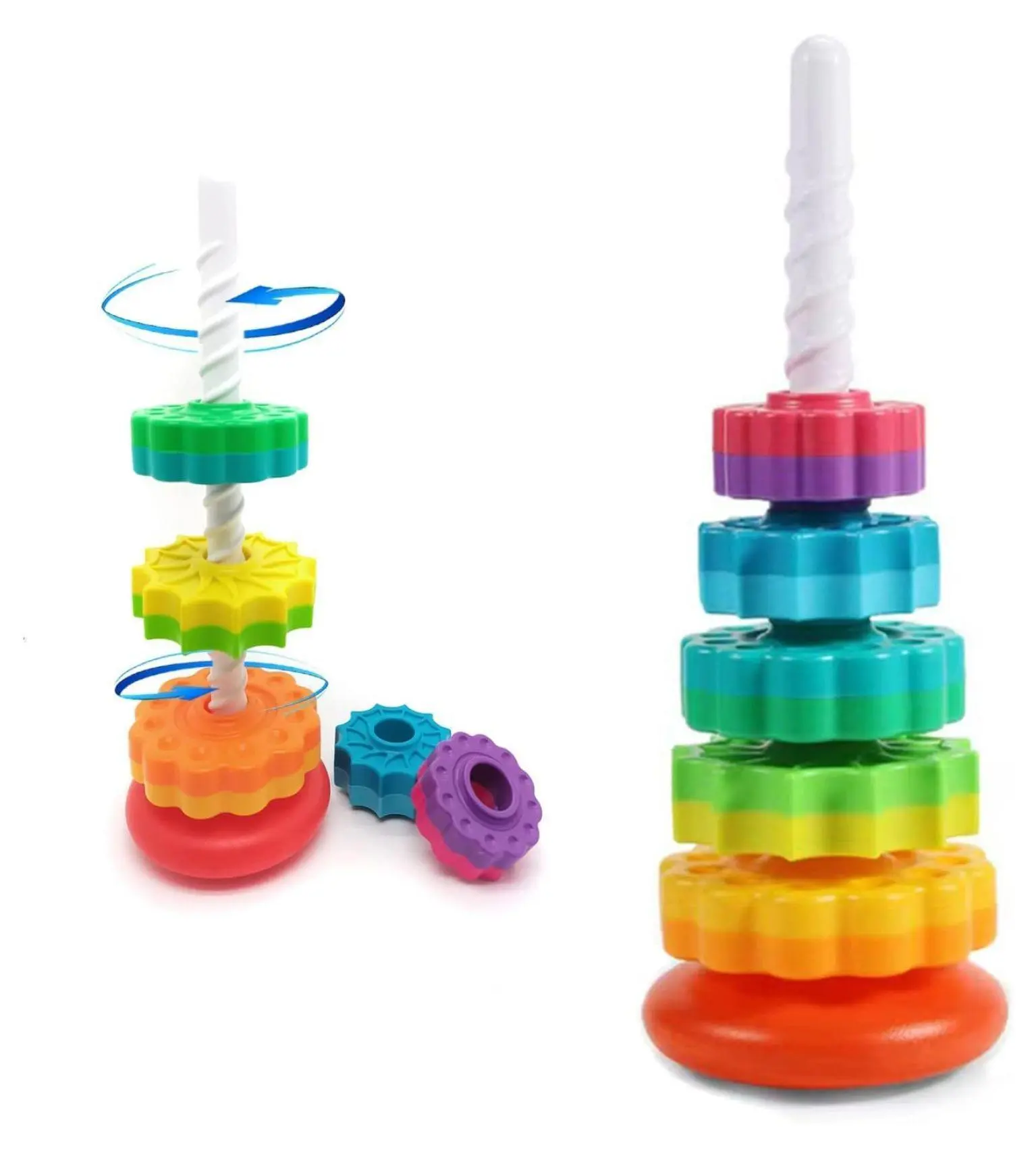 Spinning Stacking Toys, Educational Toddler Toys - Montessori Stacking Rings for Babies, Girls & Boys - Spin Gears Cognitive Development Gift 13.7 ounces