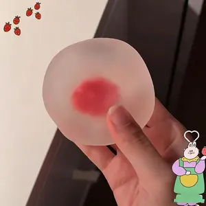 Kawaii Strawberry Filled Peach Squeeze Toy | Jelly Texture Slow Rising Squishy | Stress Relief Fidget Toy for Kids & Adults