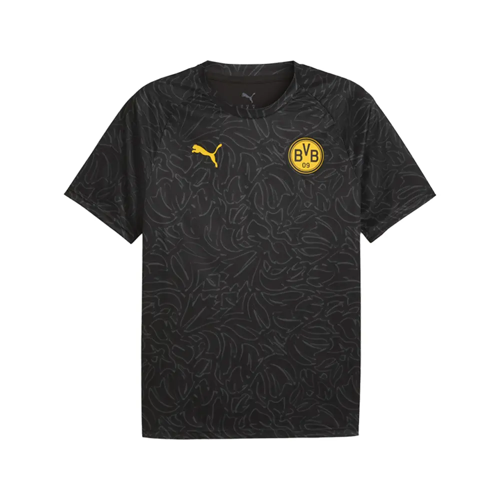 PUMA Mens Borussia Dortmund Warm Up Crew Neck Short Sleeve Jersey Casual - Black, Yellow