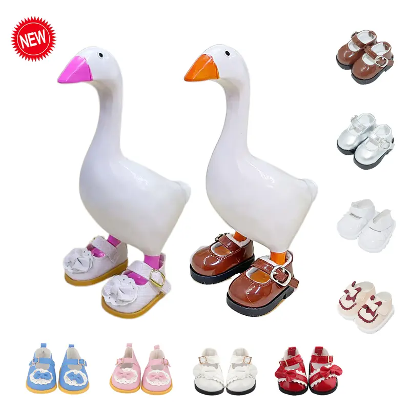 7-Inch Decorative Magnetic Desk Goose Figurine with Customized Craft Mini Shoes Set, Adorable Princess-Style Polyester DIY Specialty Supplies, Easy to Mix and Match Designs, Cute Gifts for Friends (Toys & Hobbies Enthusiasts)