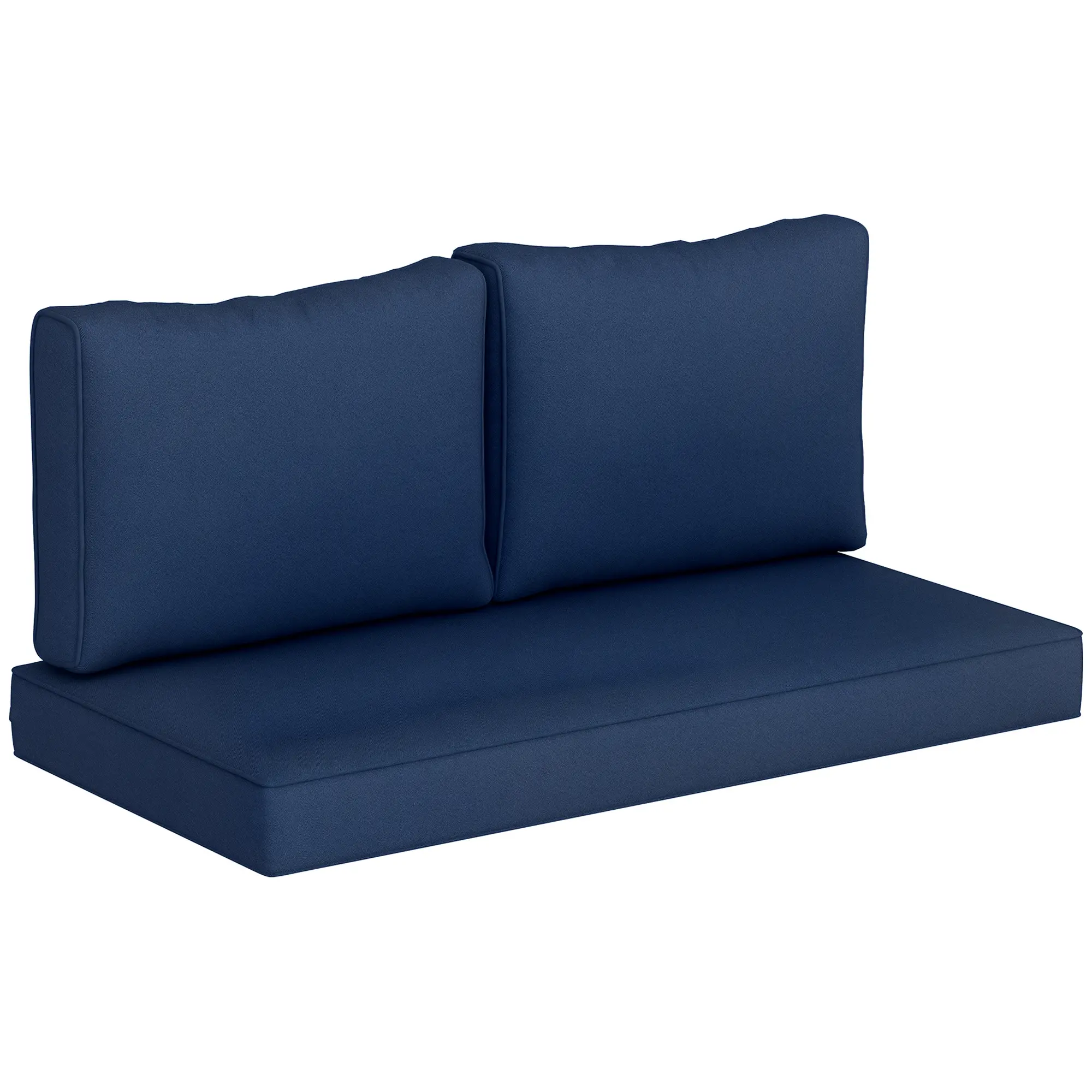 3-Piece Thick 2-Seat Patio Loveseat Replacement Cushion Set (46x26x5in) - UPF50+, PFAS-Free, 200GSM Yarn-Dyed Outdoor Sofa Cushions with Removable Zippered Machine-Washable Covers, PP Foam Hybrid Filling for Backyard Porch Furniture