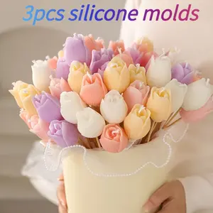 3-Piece Flower Aromatherapy Candle Silicone Mold DIY Embroidered Flower Aromatherapy Gypsum Fragrance Stone Hanging Pendant Home Decoration Mold for Birthday Party Decoration