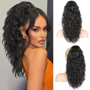 RONTAYA Ponytail Extension 18 Inch Claw Clip Ponytail Extensions for Women, Multi Layered Fluffy Thick Wavy Jaw Clip in Fake Pony Tails Fake Hair Soft Wave Synthetic Hairpiece