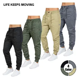 LIFE KEEPS MOVING men’s casual athletic pants, cotton slightly stretchy cargo pants, long pants with drawstring elastic waistband, slim-fit long pants with zippered cuffs, suitable for everyday wear and outdoor activities
