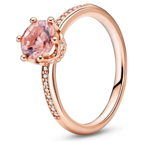 PANDORA Pink Sparkling Crown Solitaire Ring 188289C01-50