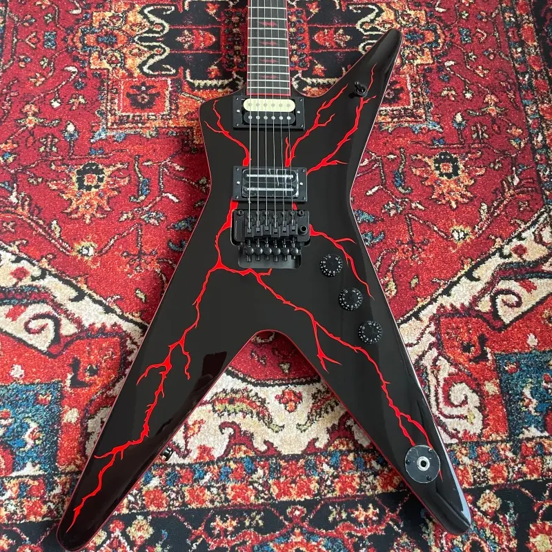 6 Strings Dimebag ML Style Model Electric Guitar Black Panel Red Lightning 6 Strings Dimebag ML Style Model Electric Guitar Black Panel Red Lightning