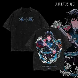 [COLLECTION] Hashira Demon Slayer T-Shirt - Kyojuro Rengoku, Giyu Tomioka, Tengen Uzui, Iguro Obanai, Gyomei Himejima, Mitsuri Kanroji -  Anime Double Printed Vintage Washed Tee Unisex Oversize Anime Manga Washed Heavyweight Cotton T-shirt5