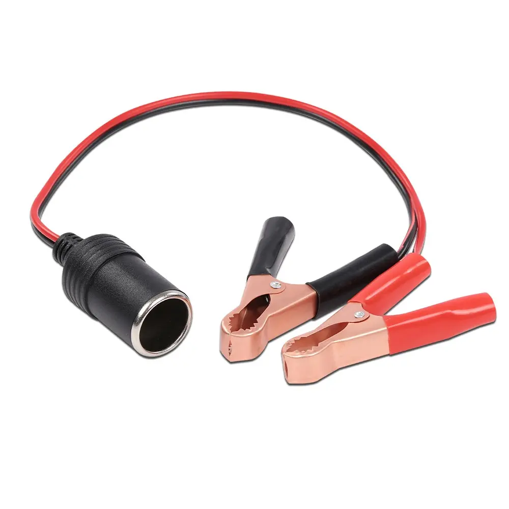 12V Battery To Cigarette Lighter Adapter Alligator Clamp Clip 20A Car Socket