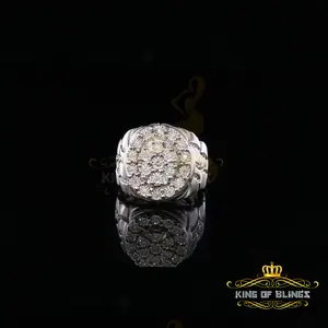 King Of Bling's 0.30CT Real Diamond Men's 925 Sterling Silver White Ring Size 8 Antique Design