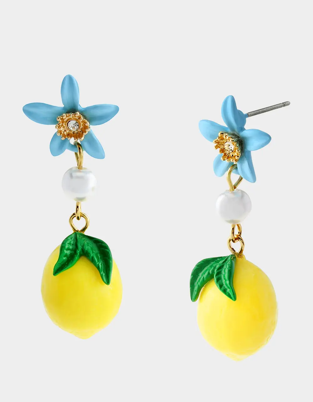 FLOWER LEMON DOUBLE DROP EARRINGS YELLOW